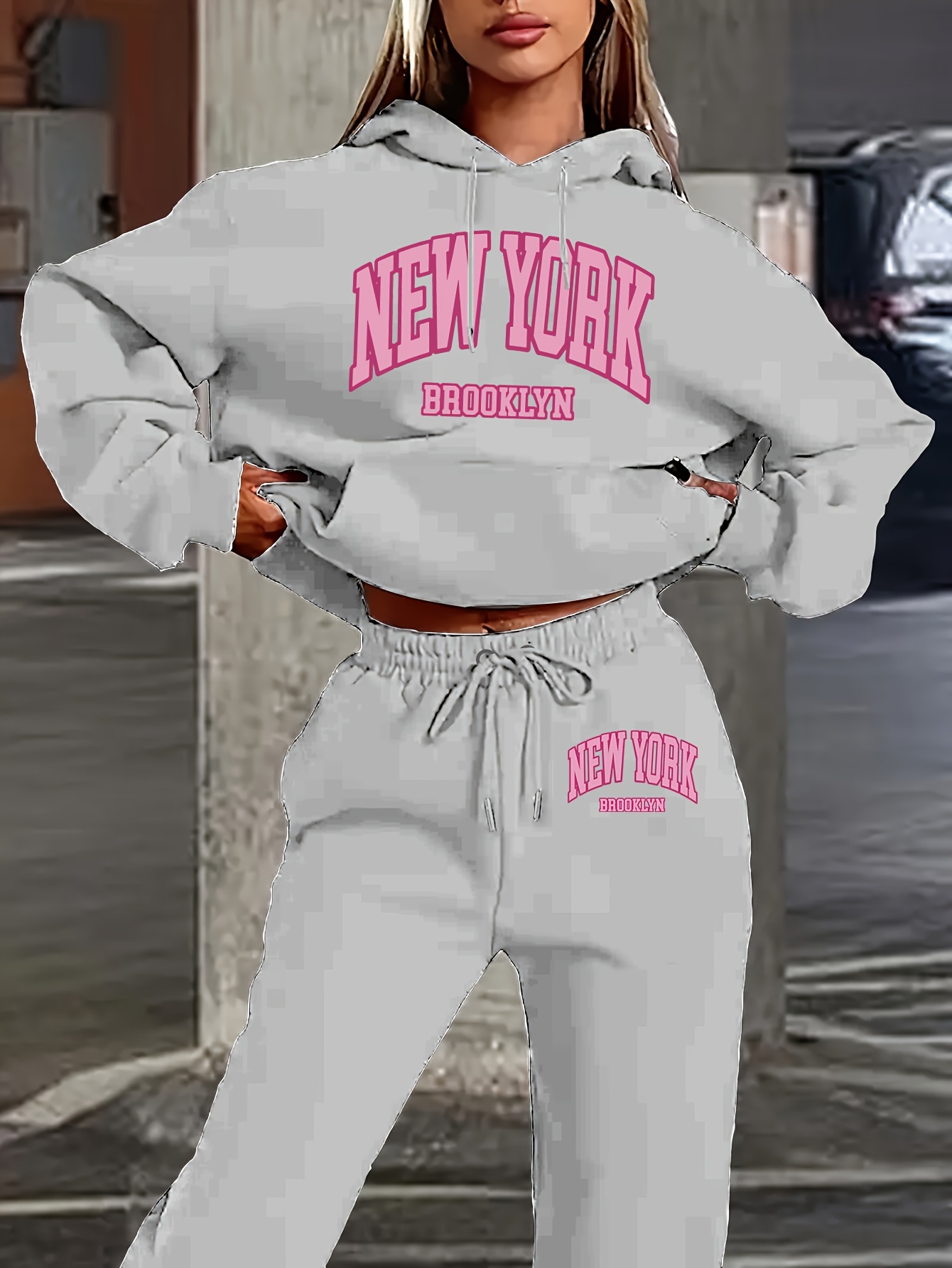 Women 2Pcs Letter Print Outfit - Winter Clothing For Women 评论和价格
