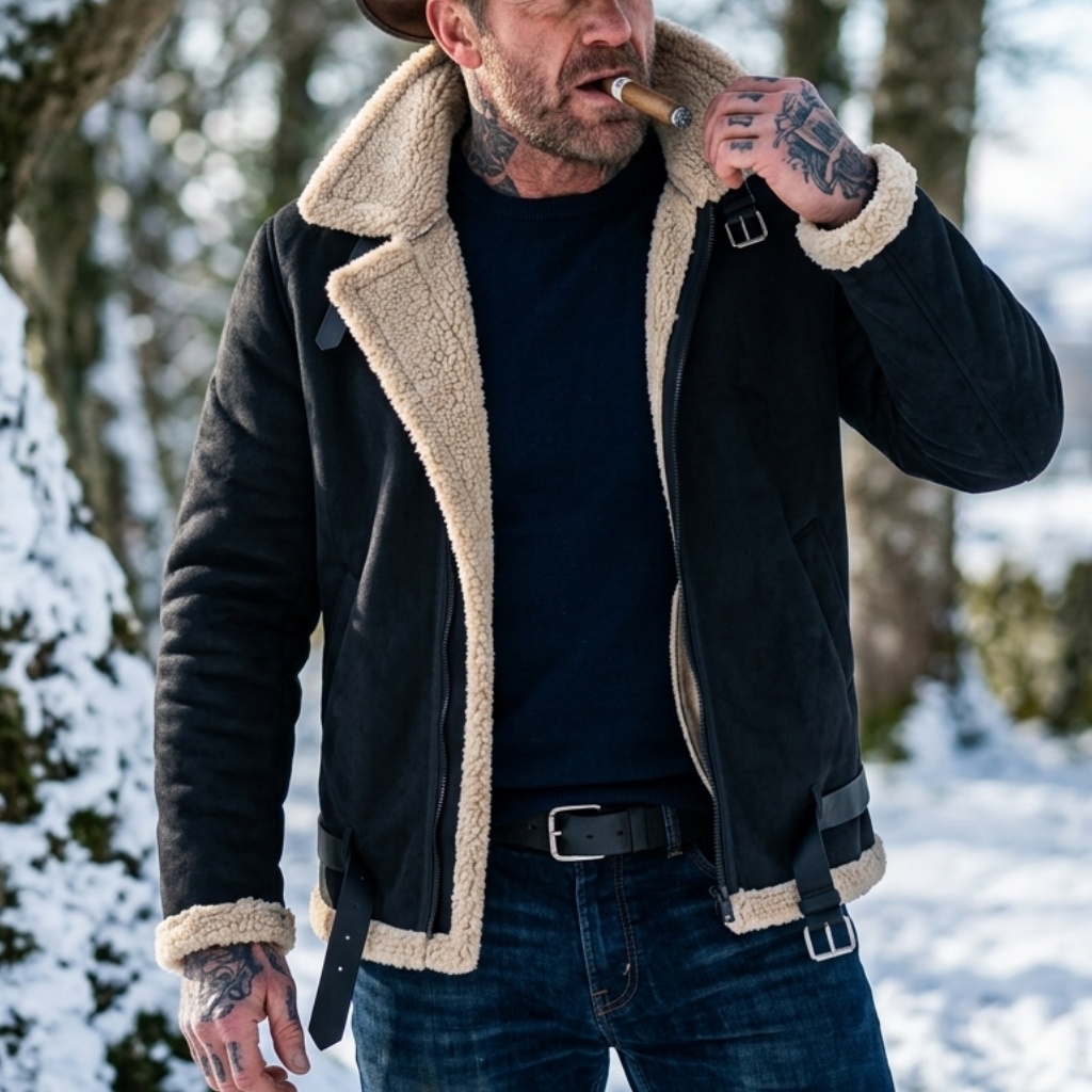 Men Winter Faux Suede Jacket F - Winter Clothing Hiking 评论和价格